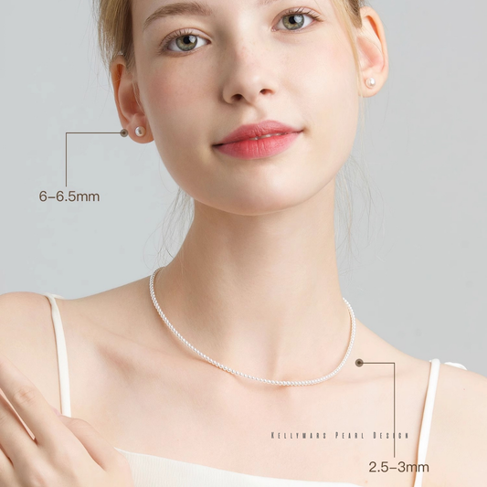 Ciel – 2.5–5.5mm Natural Freshwater Mini Aurora Pearl Necklace in 18K Solid Gold