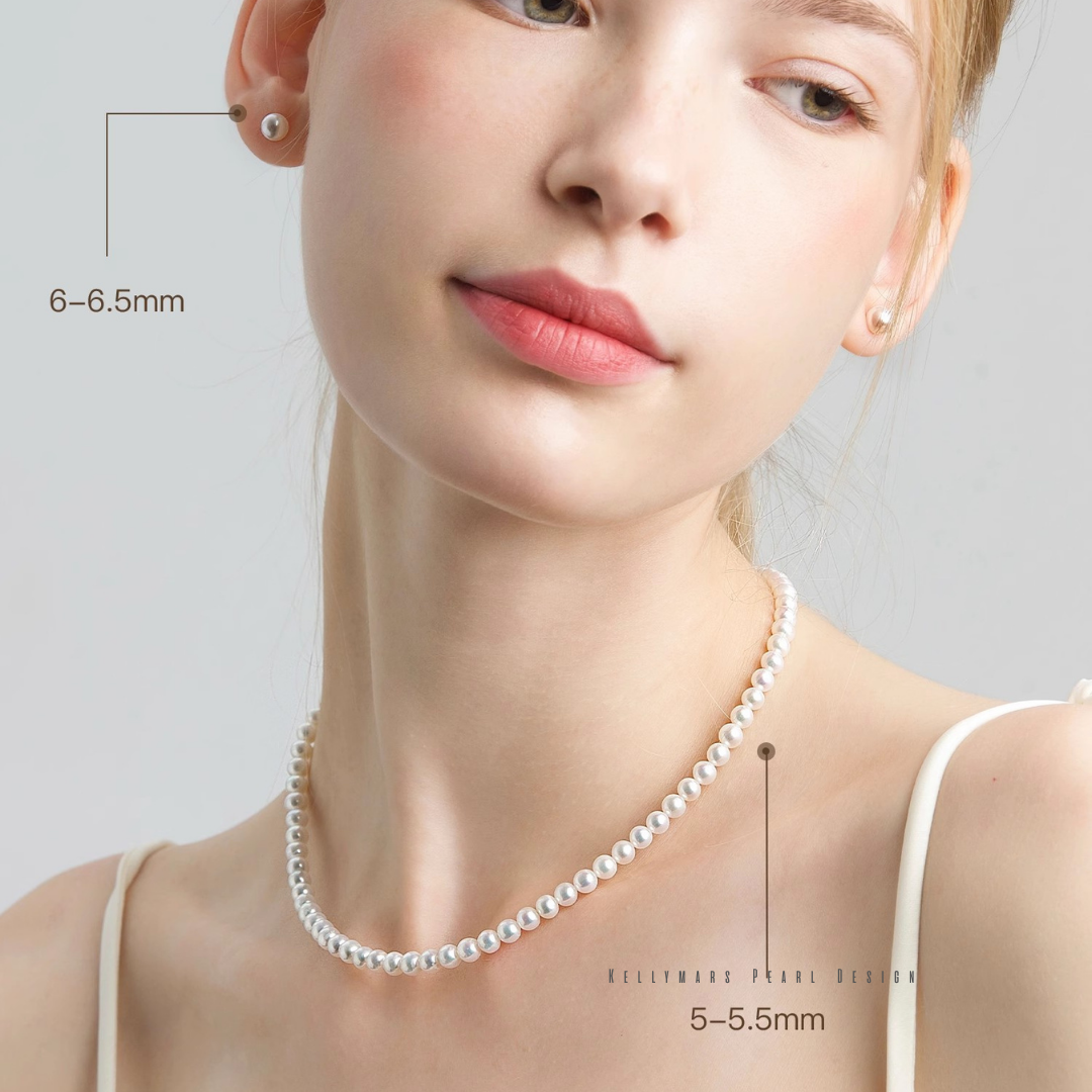Ciel – 2.5–5.5mm Natural Freshwater Mini Aurora Pearl Necklace in 18K Solid Gold