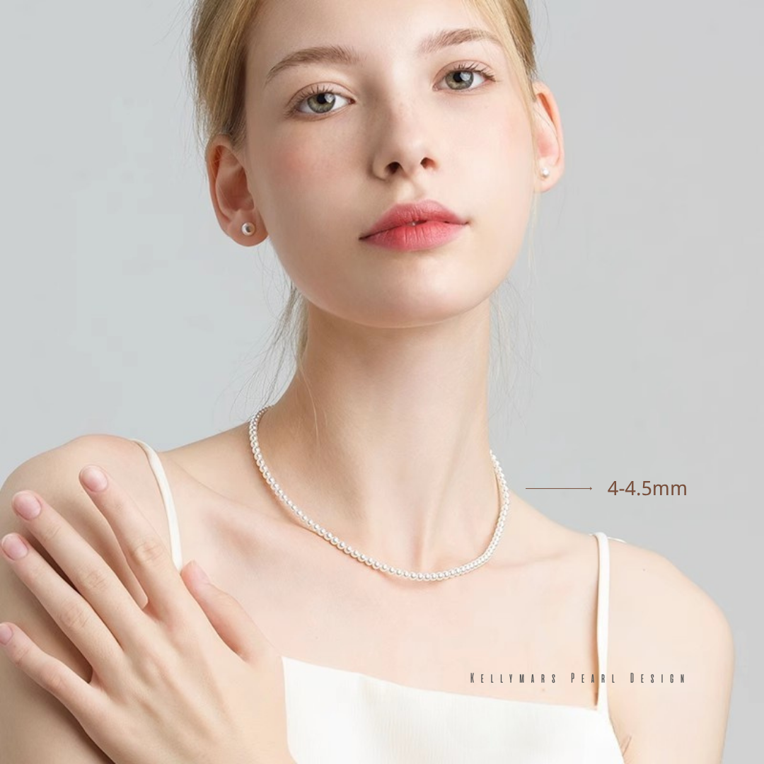 Ciel – 2.5–5.5mm Natural Freshwater Mini Aurora Pearl Necklace in 18K Solid Gold
