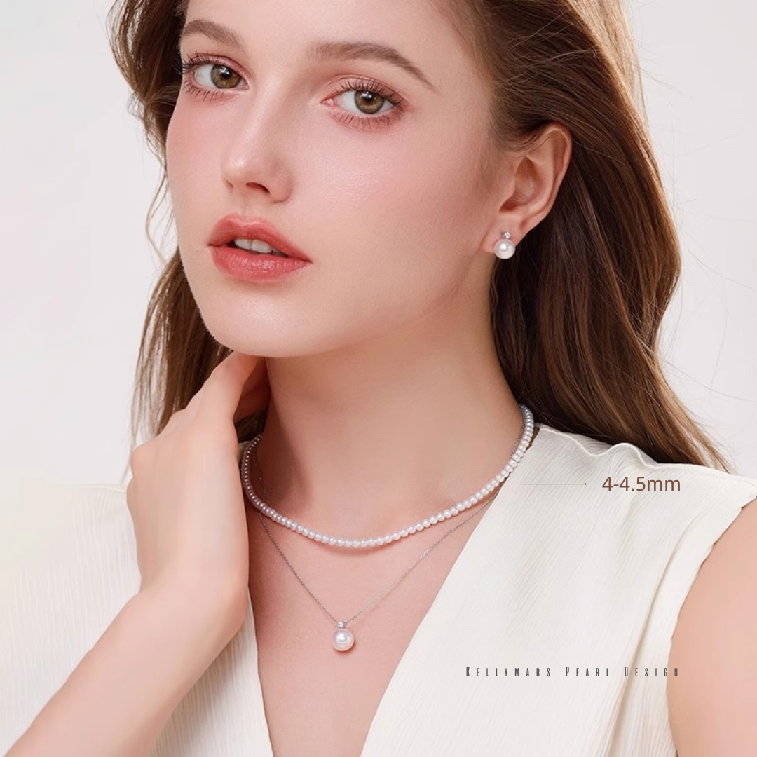 Ciel – 2.5–5.5mm Natural Freshwater Mini Aurora Pearl Necklace in 18K Solid Gold