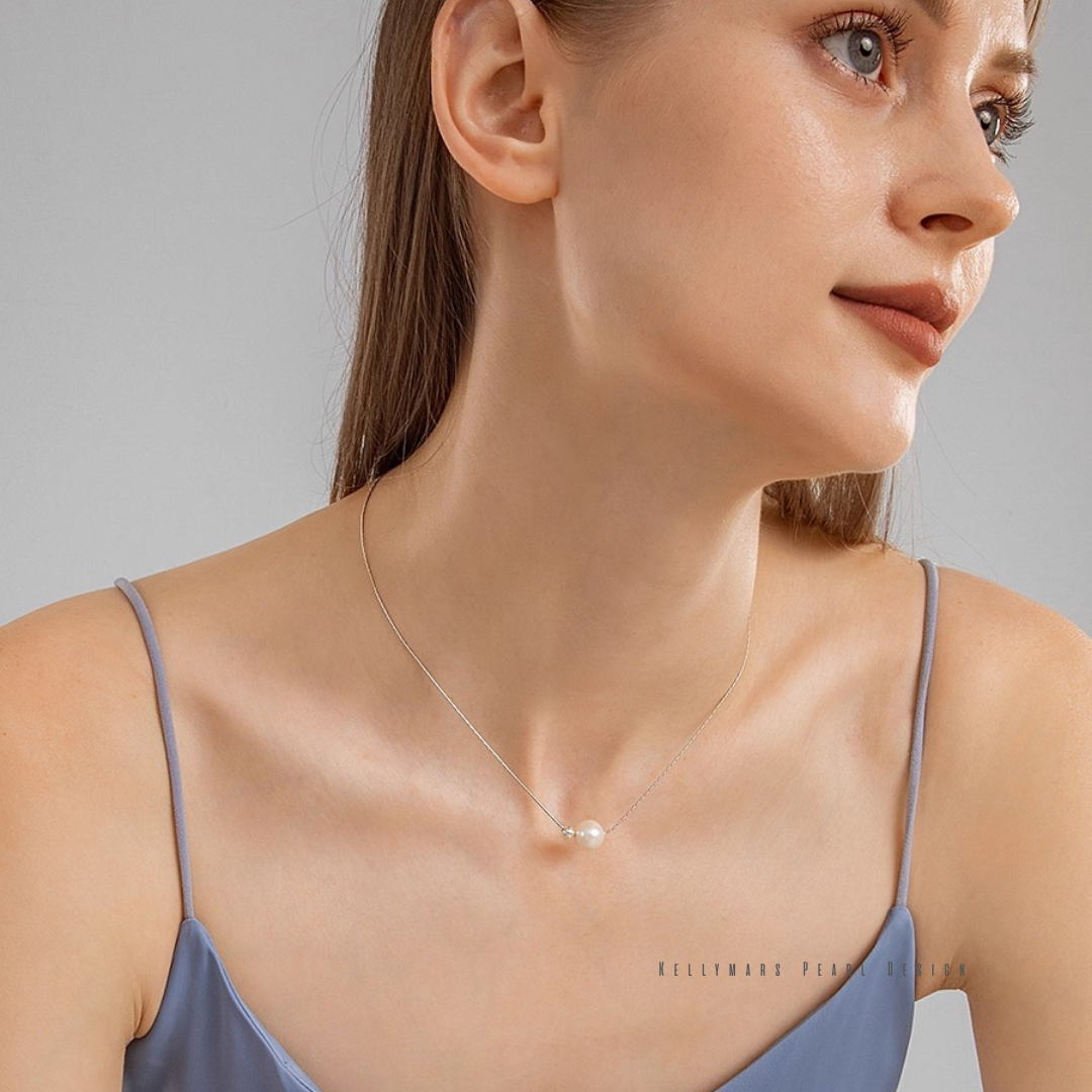 Cleo – 7–7.5mm Freshwater Pearl Pendant Necklace with 925 Sterling Silver