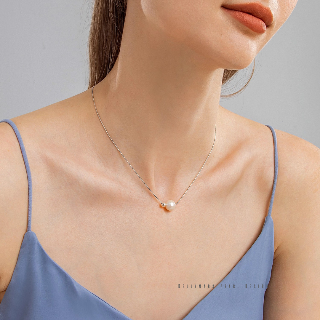 Cleo – 7–7.5mm Freshwater Pearl Pendant Necklace with 925 Sterling Silver