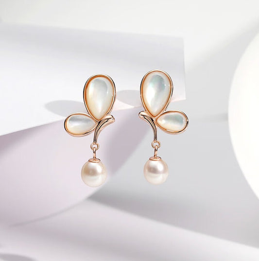 Butterfly Aurora Pearl Earrings AAA Quality