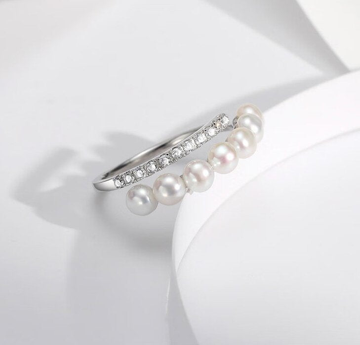 Engagement Ring-Round Pearl Rings AAA Quality