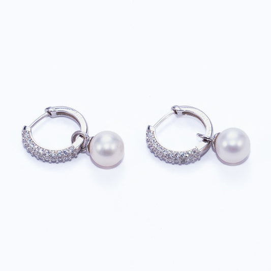 Dainty Aurora Pearl Hoop Earrings AAA Quality