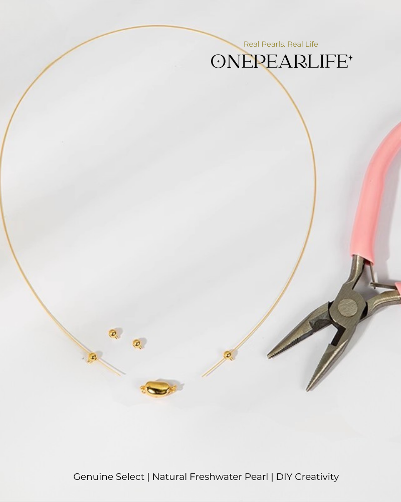 DIY Pearl Necklace Kit for Beginners | 925 Silver & 18K Gold Vermeil Handmade Jewelry Materials Set