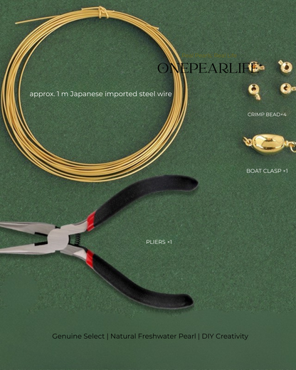 DIY Pearl Necklace Kit for Beginners | 925 Silver & 18K Gold Vermeil Handmade Jewelry Materials Set