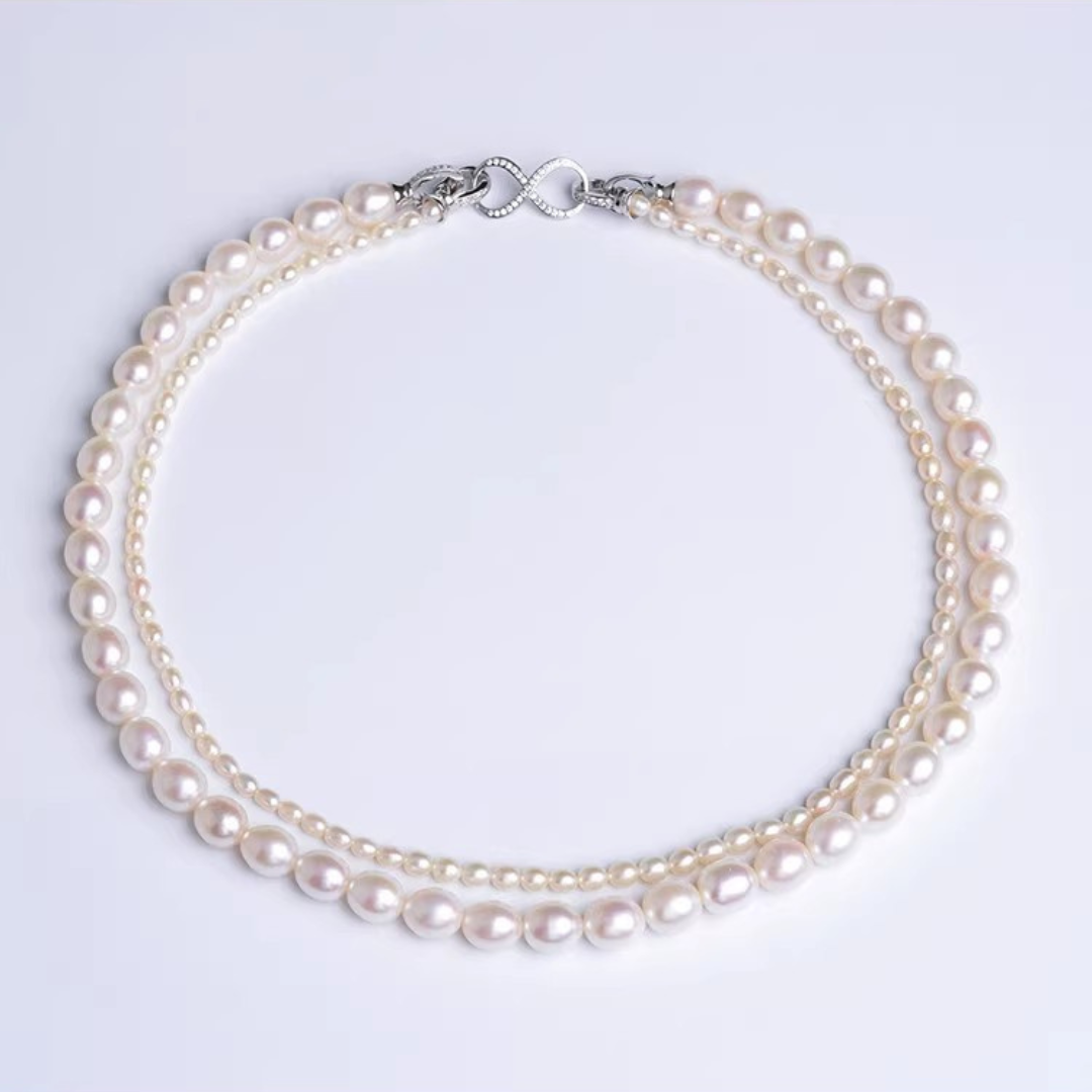 Double-Layer Rice Chic Pearl Necklace AAA Quality