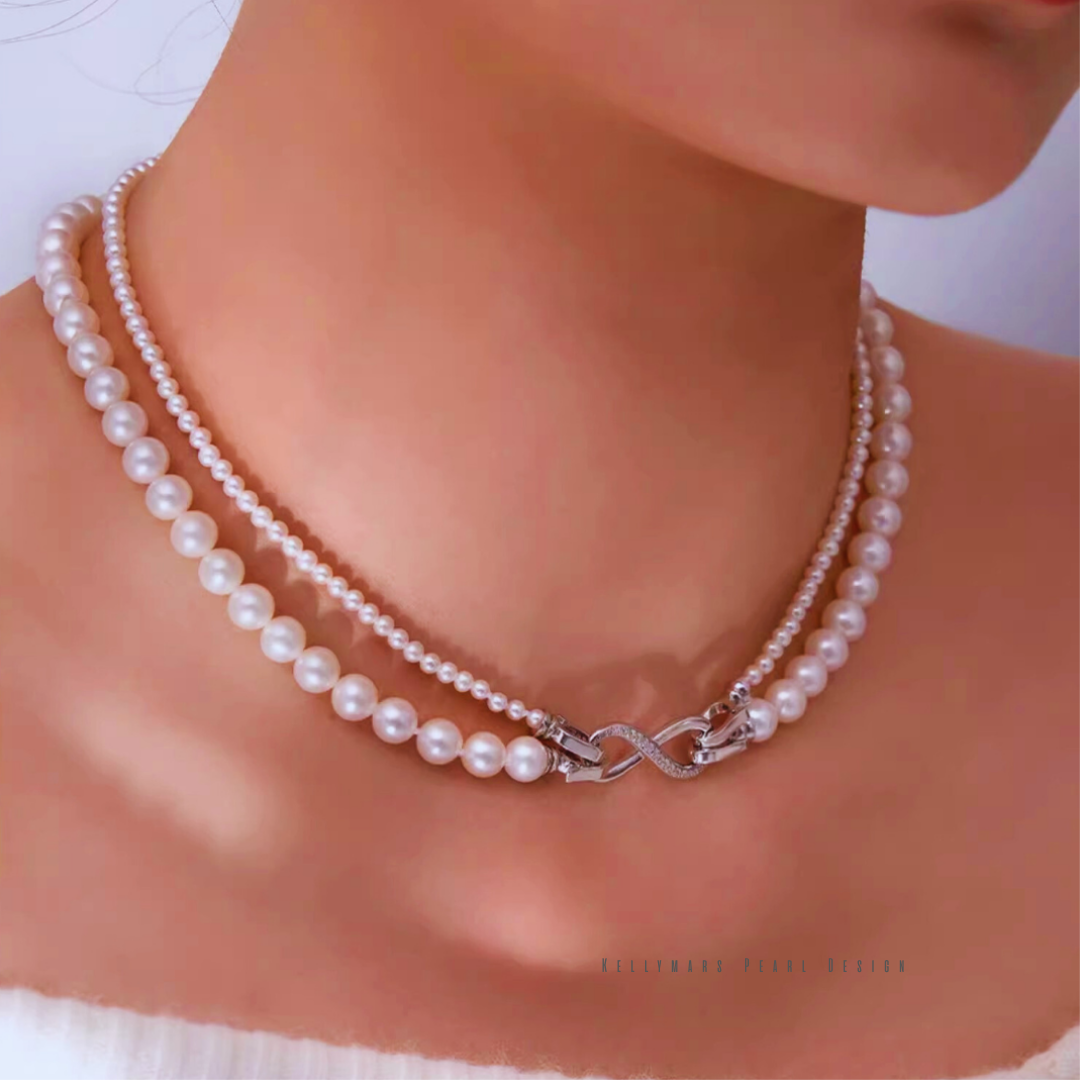 Seraph – 4–7.5mm Double Strand Natural Freshwater White Pearl Necklace