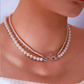 4mm-7.5mm Double Strand Natural Freshwater White Pearl Necklace - AAA Quality