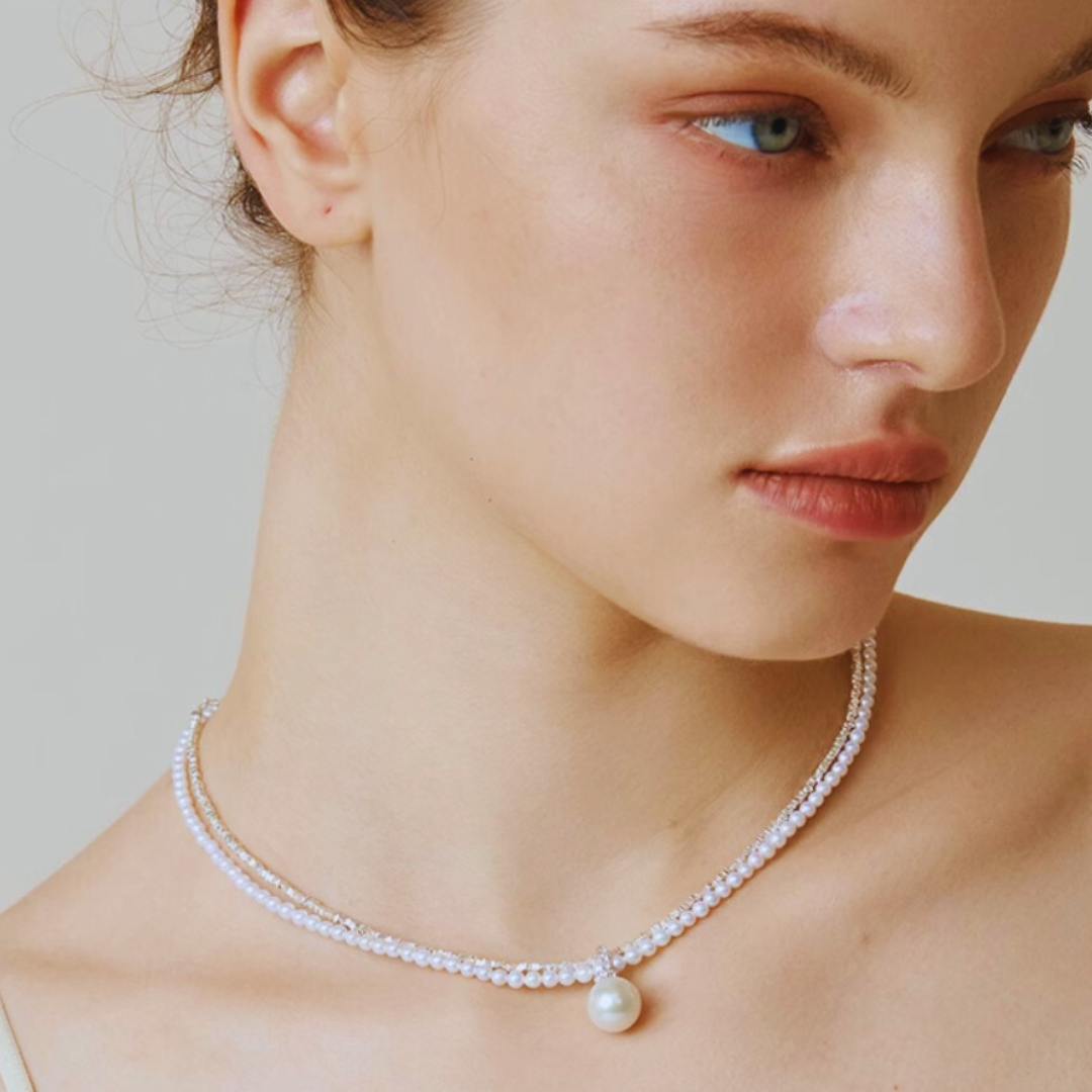 Double Strand Pearl Necklace Pendant - AAA+ Quality