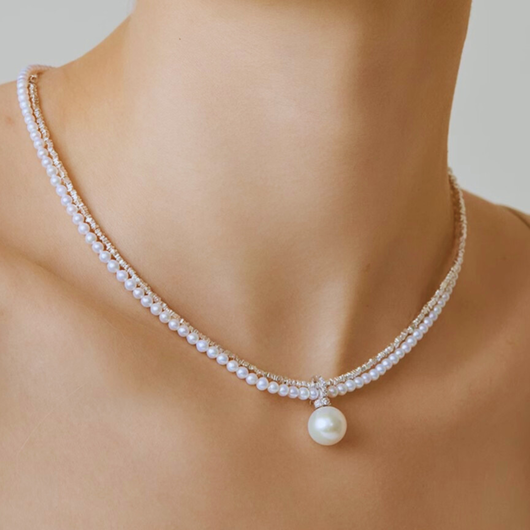 Double Strand Pearl Necklace Pendant - AAA+ Quality