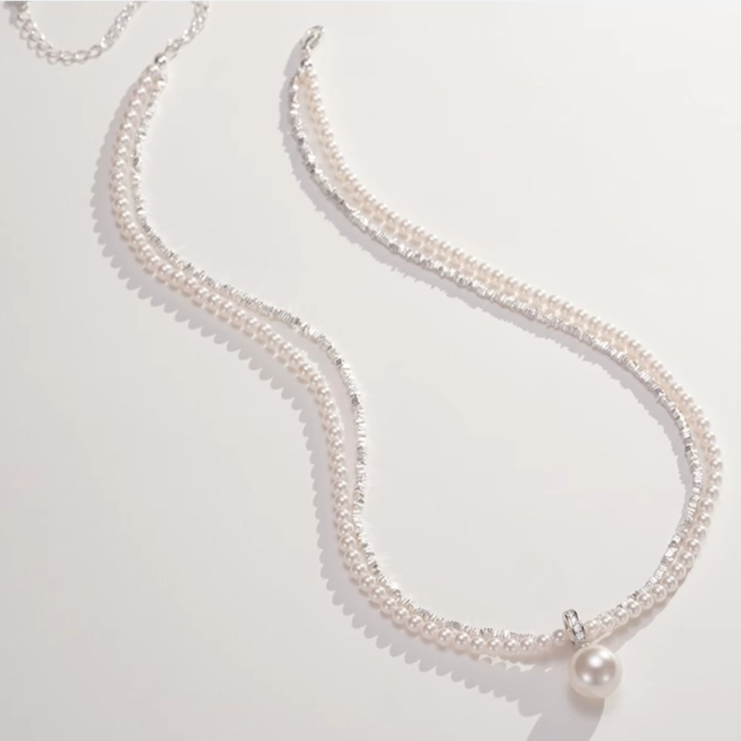 Double Strand Pearl Necklace Pendant - AAA+ Quality