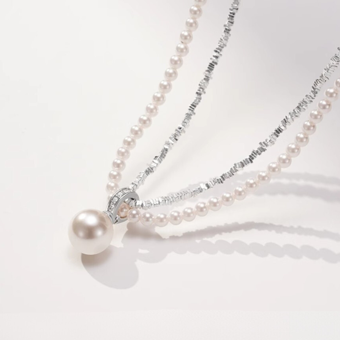 Double Strand Pearl Necklace Pendant - AAA+ Quality