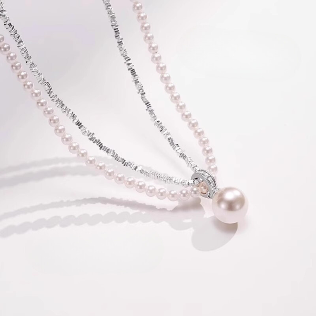 Double Strand Pearl Necklace Pendant - AAA+ Quality