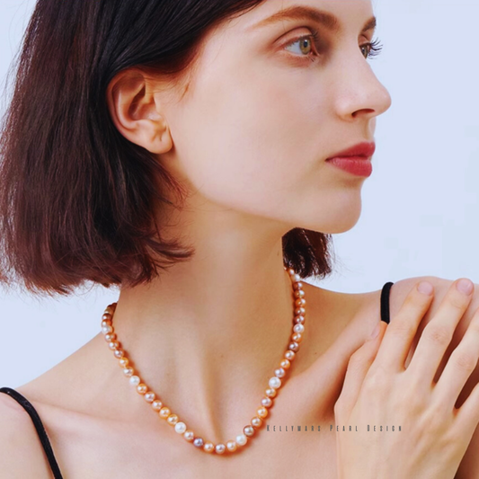 Joyee – 7–7.5mm Multicolor Freshwater Pearl Necklace with 18K Gold Plating