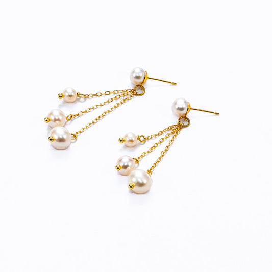 Gold Aurora Pearls Earrings AAA Quality