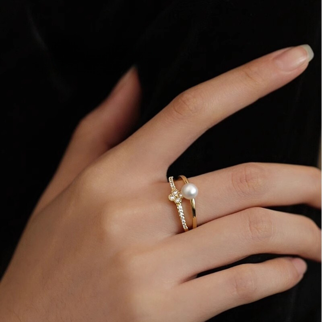 Gold Freshwater Pearl Personalized Adjustable Ring