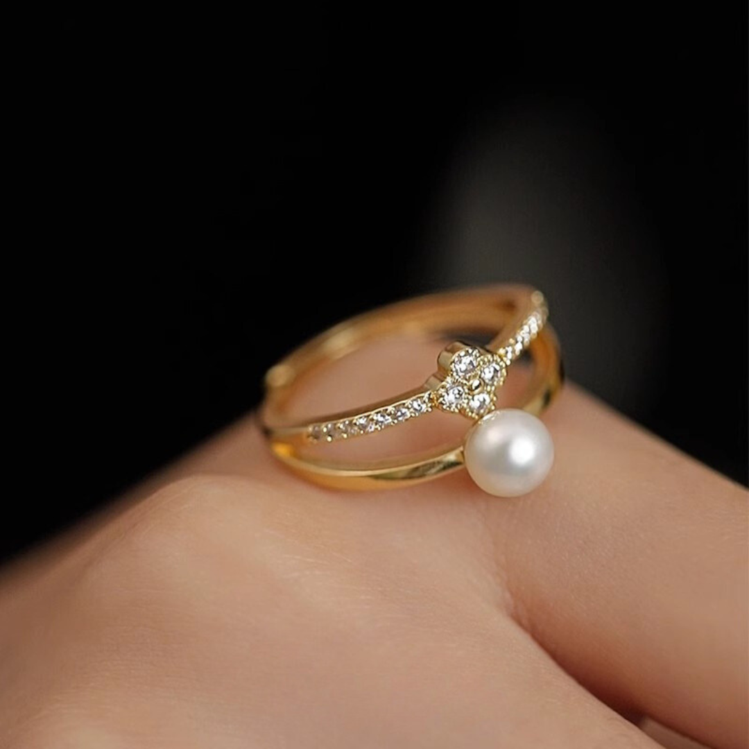 Gold Freshwater Pearl Personalized Adjustable Ring