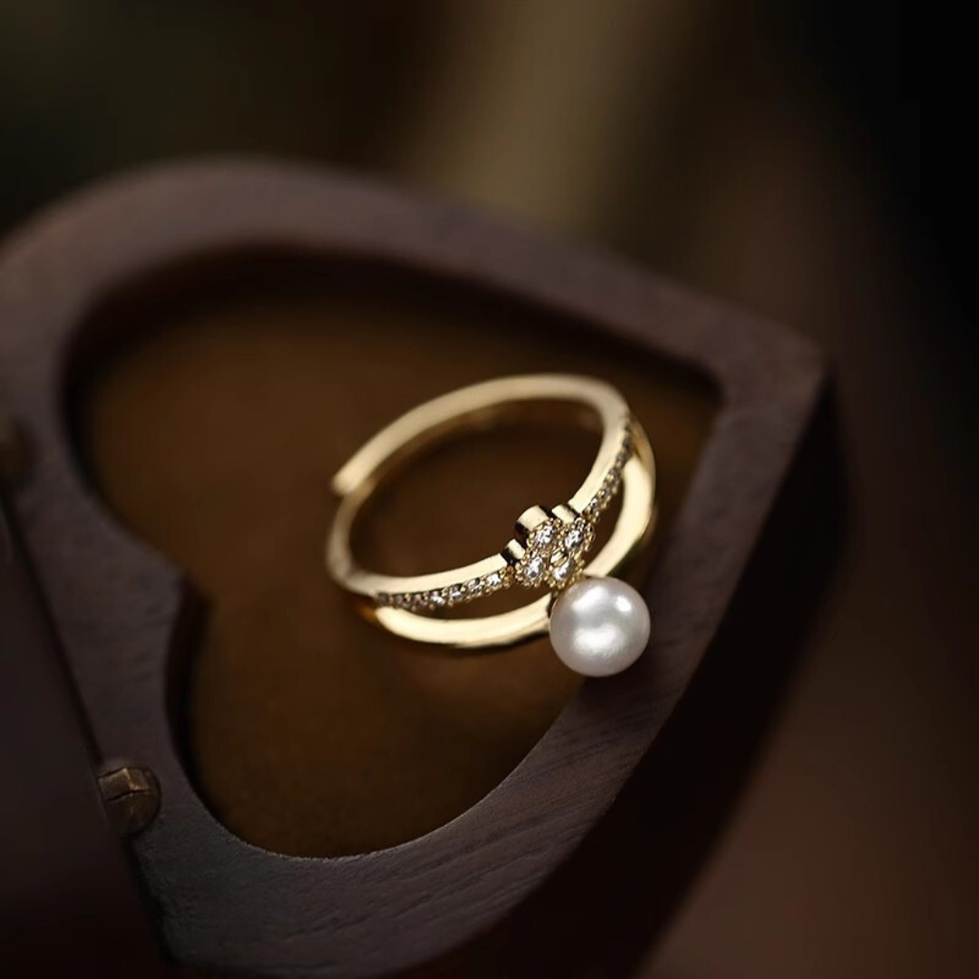 Gold Freshwater Pearl Personalized Adjustable Ring