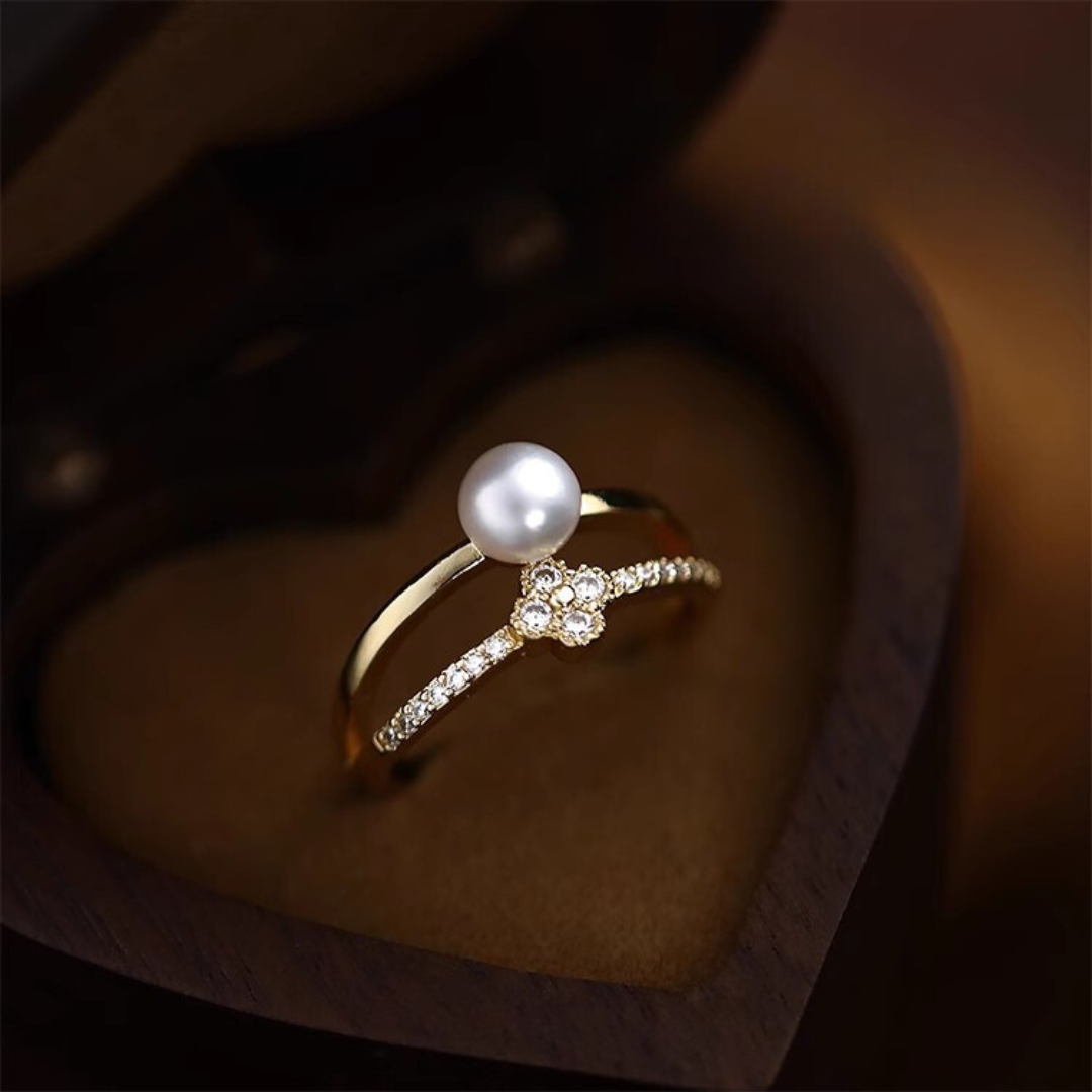 Gold Freshwater Pearl Personalized Adjustable Ring