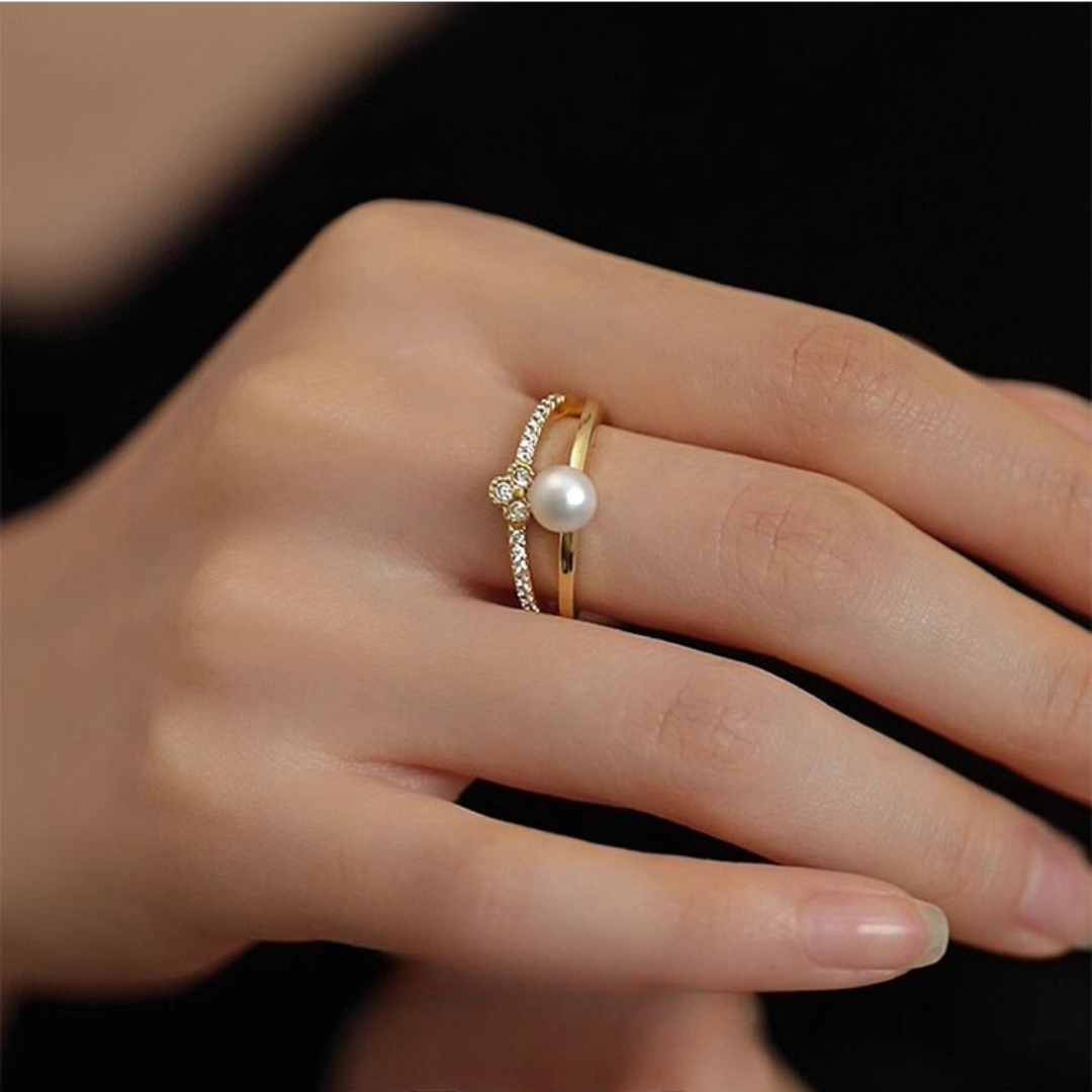 Gold Freshwater Pearl Personalized Adjustable Ring