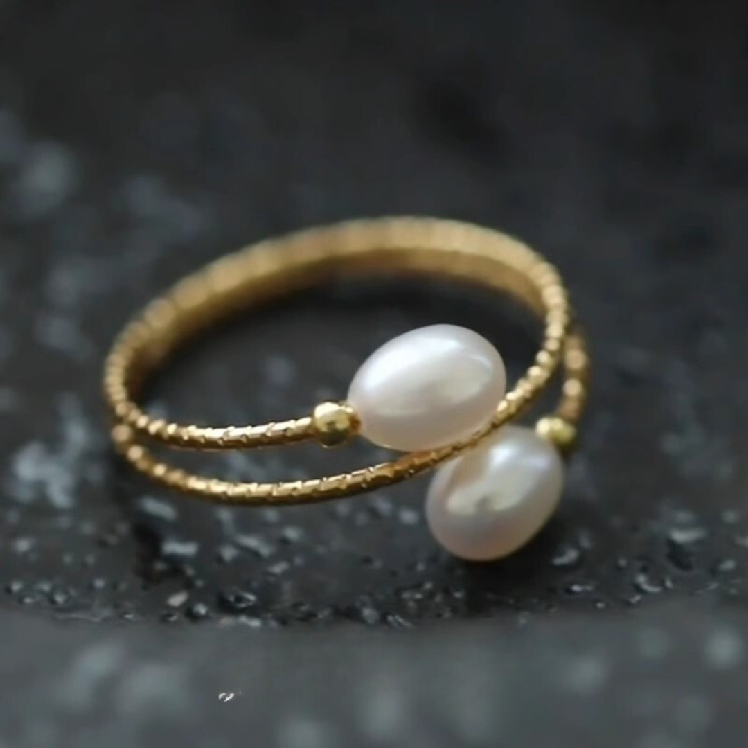 Gold Natural Freshwater Pearl Adjustable Custom Ring