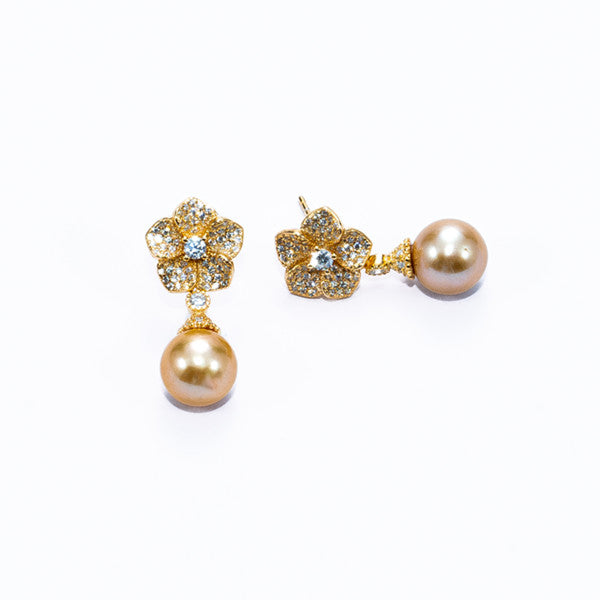 Custom Gold Freshwater Pearl Earrings AAA Quality