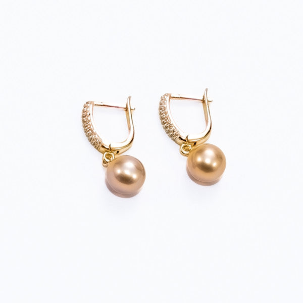 Dainty Gold South Sea Saltwater Pearl Earrings AAAA Quality