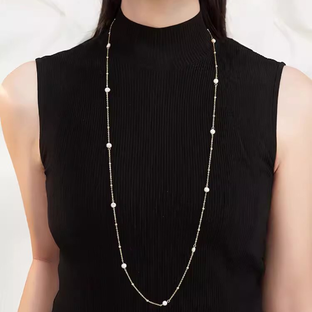 Gypsophila Natural Aurora Pearl Long Necklace