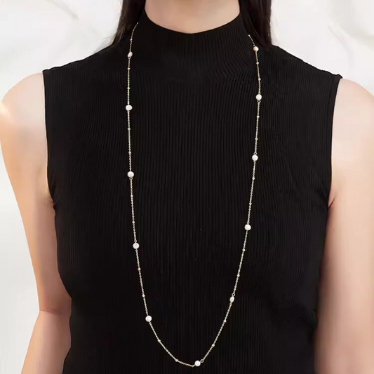 Gypsophila Natural Aurora Pearl Long Necklace