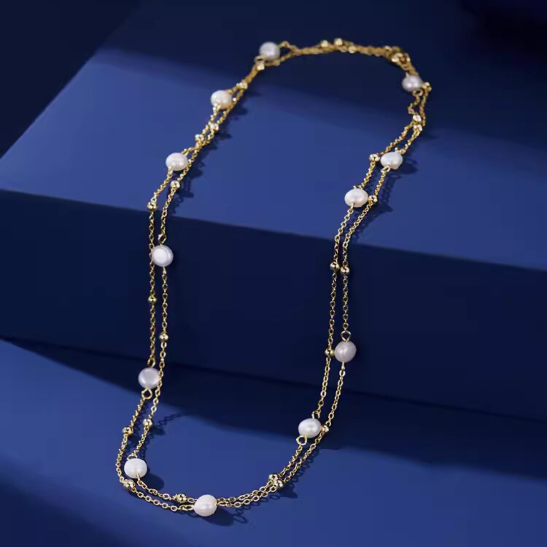 Gypsophila Natural Aurora Pearl Long Necklace