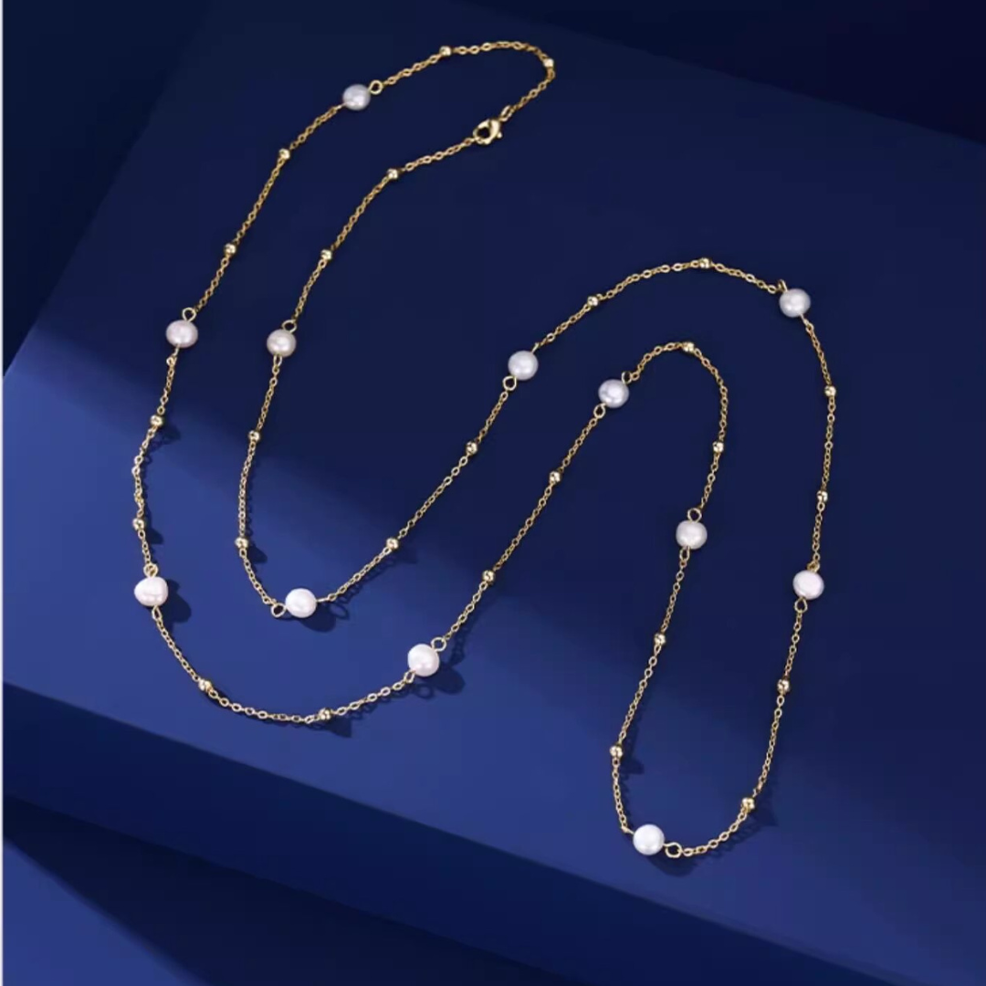 Gypsophila Natural Aurora Pearl Long Necklace