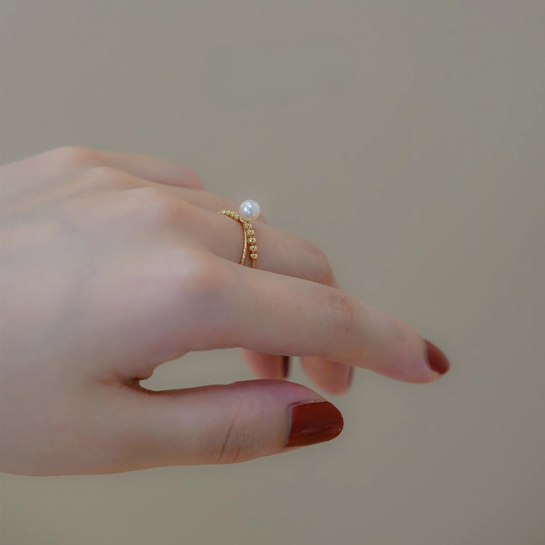 Handcrafted Gold Personalized Natural Freshwater Pearl Ring