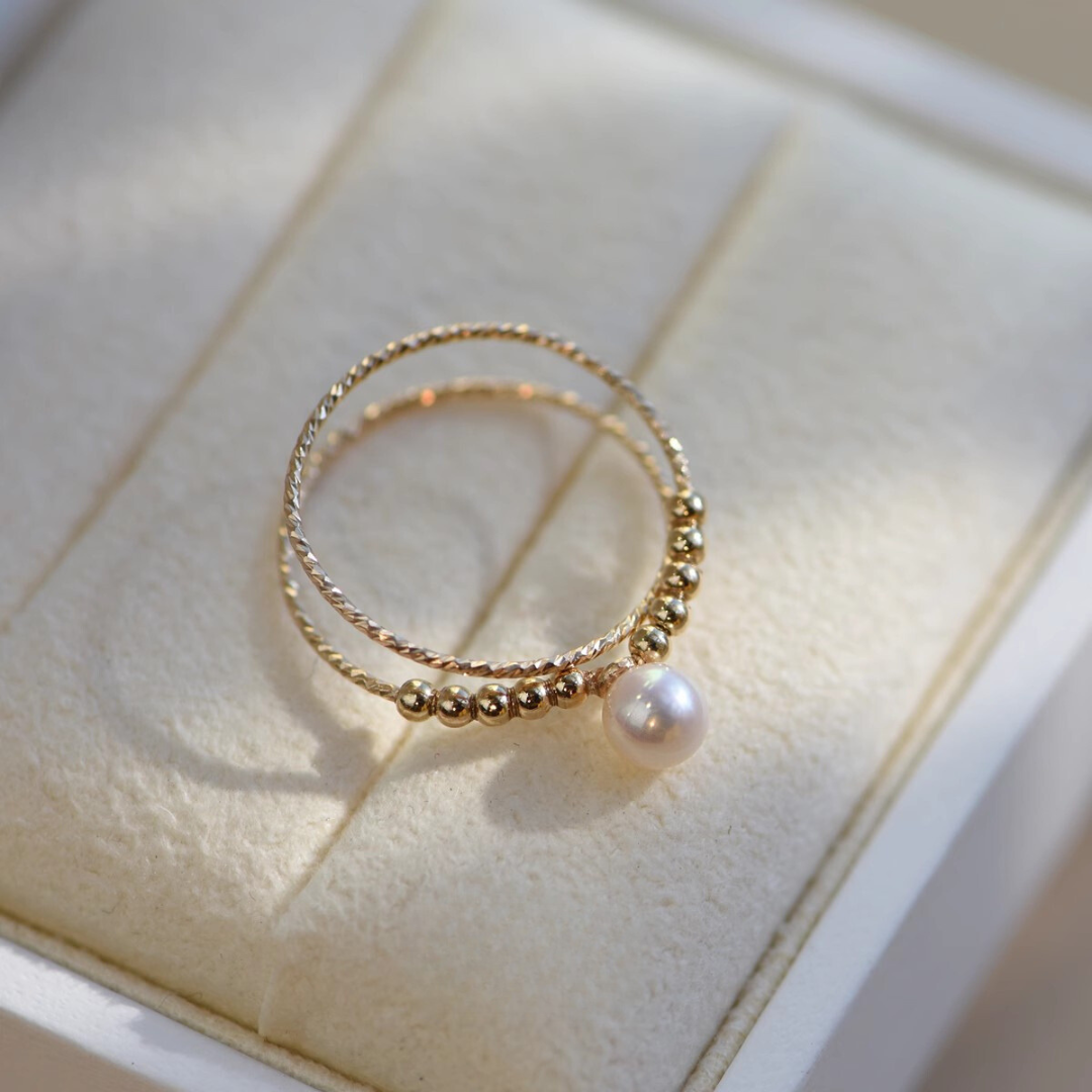 Handcrafted Gold Personalized Natural Freshwater Pearl Ring