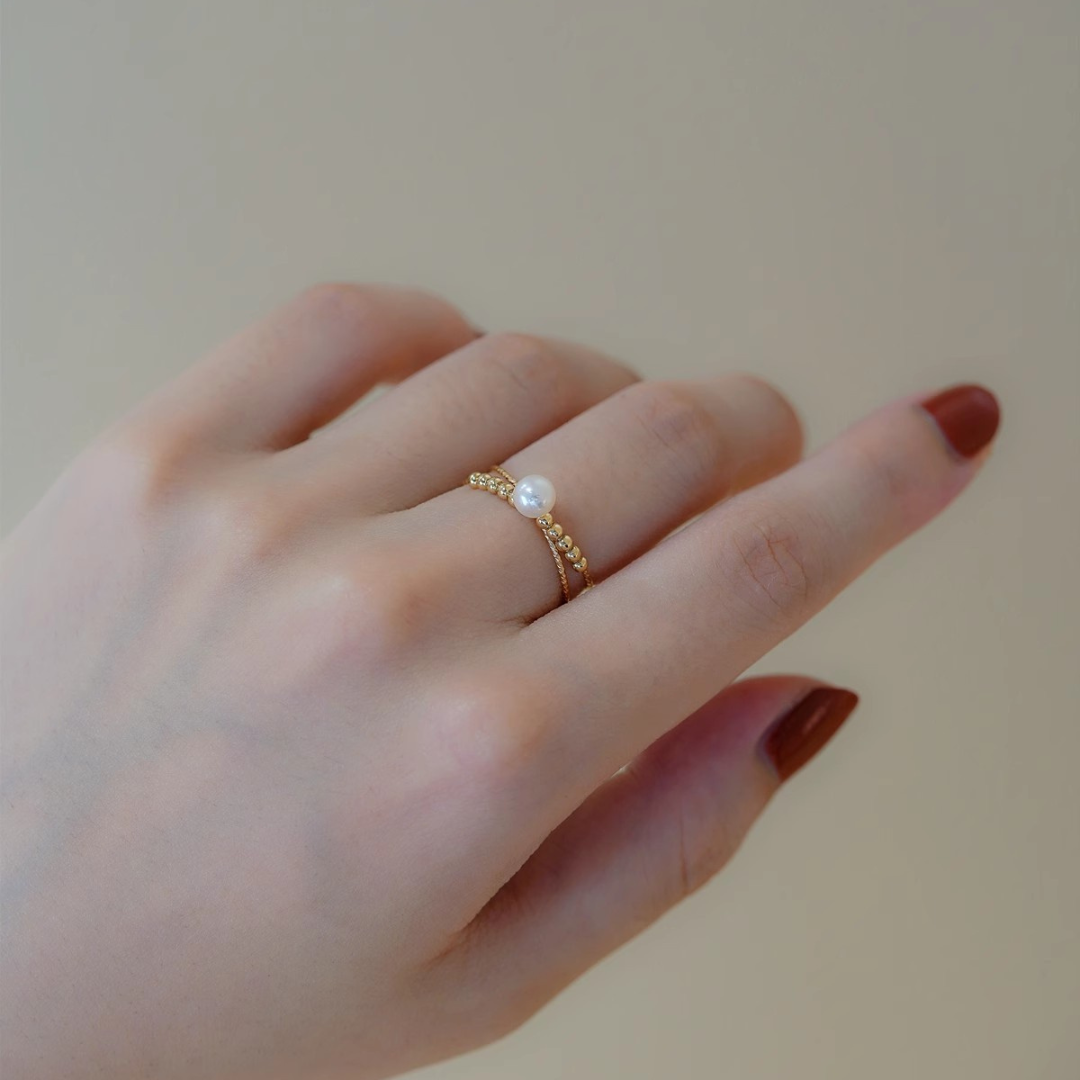 Handcrafted Gold Personalized Natural Freshwater Pearl Ring