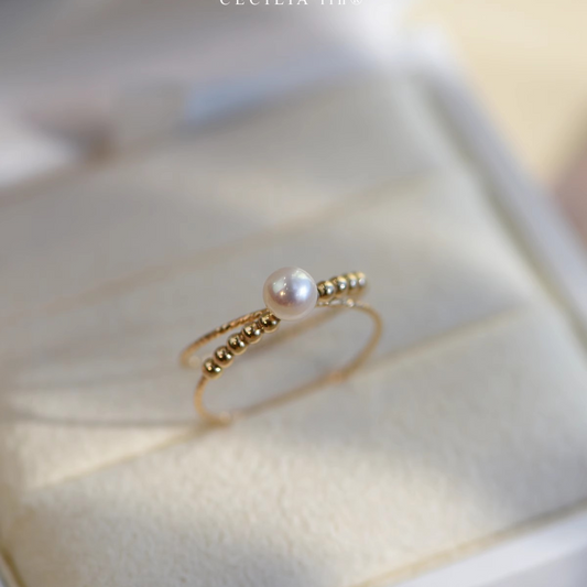 Handcrafted Gold Personalized Natural Freshwater Pearl Ring