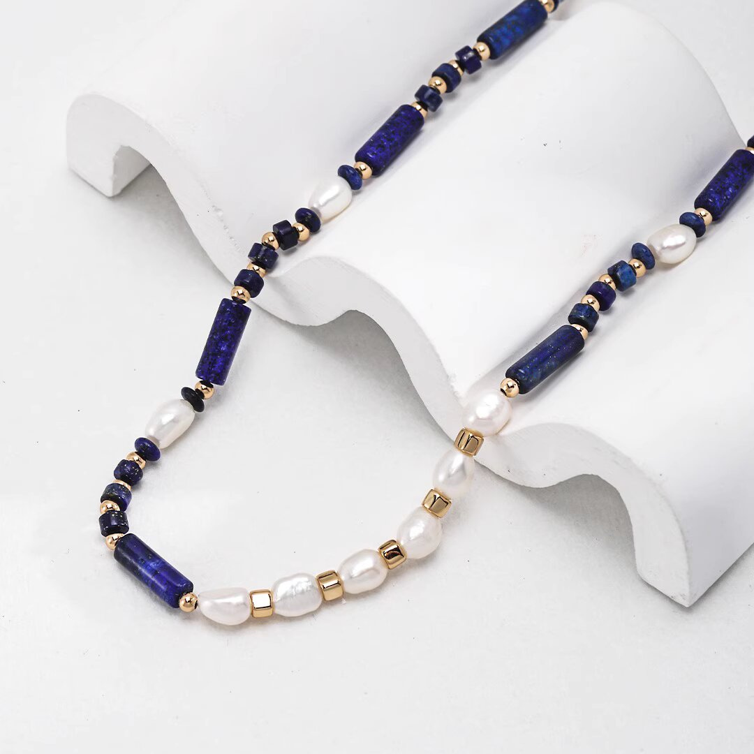 Lapis Lazuli and Baroque Pearl Mixed Necklace