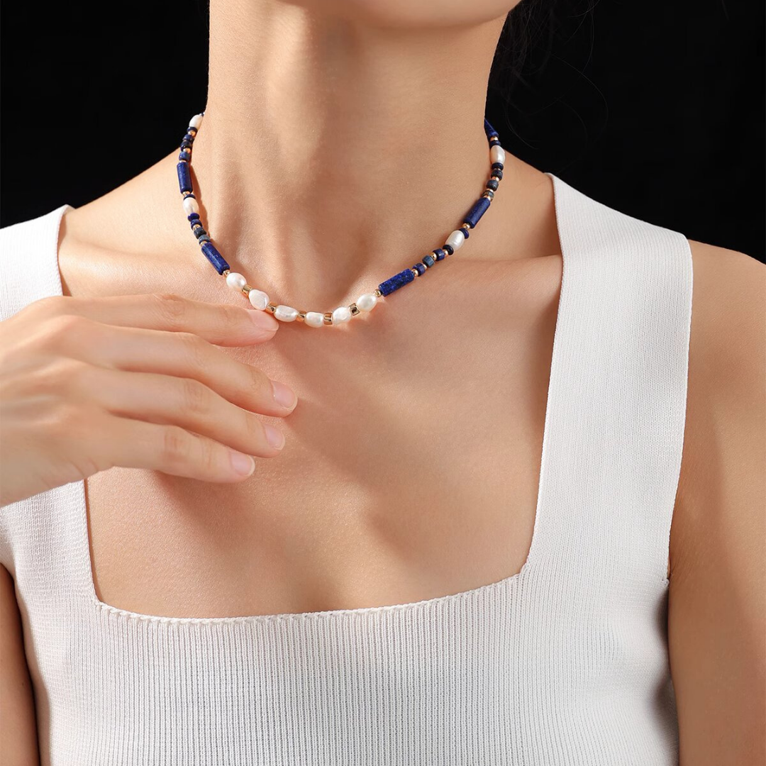 Lapis Lazuli and Baroque Pearl Mixed Necklace