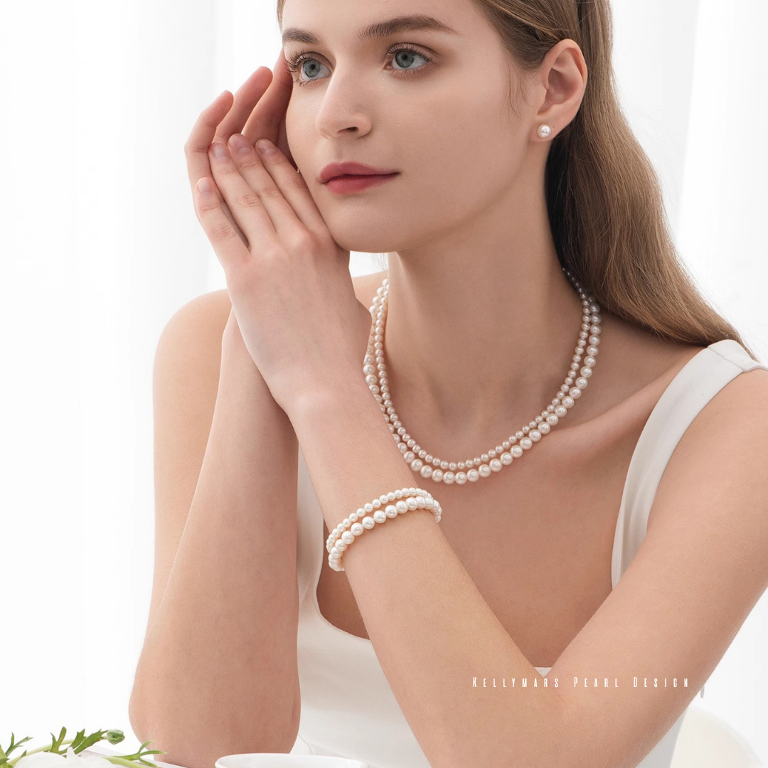 Lunea – 4–7.5mm Double Strand Natural Freshwater White Pearl Bracelet