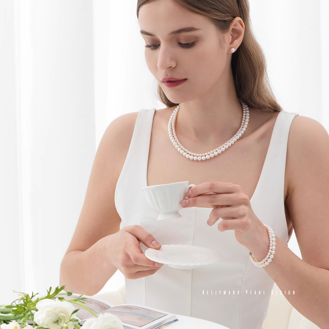 Lunea – 4–7.5mm Double Strand Natural Freshwater White Pearl Bracelet