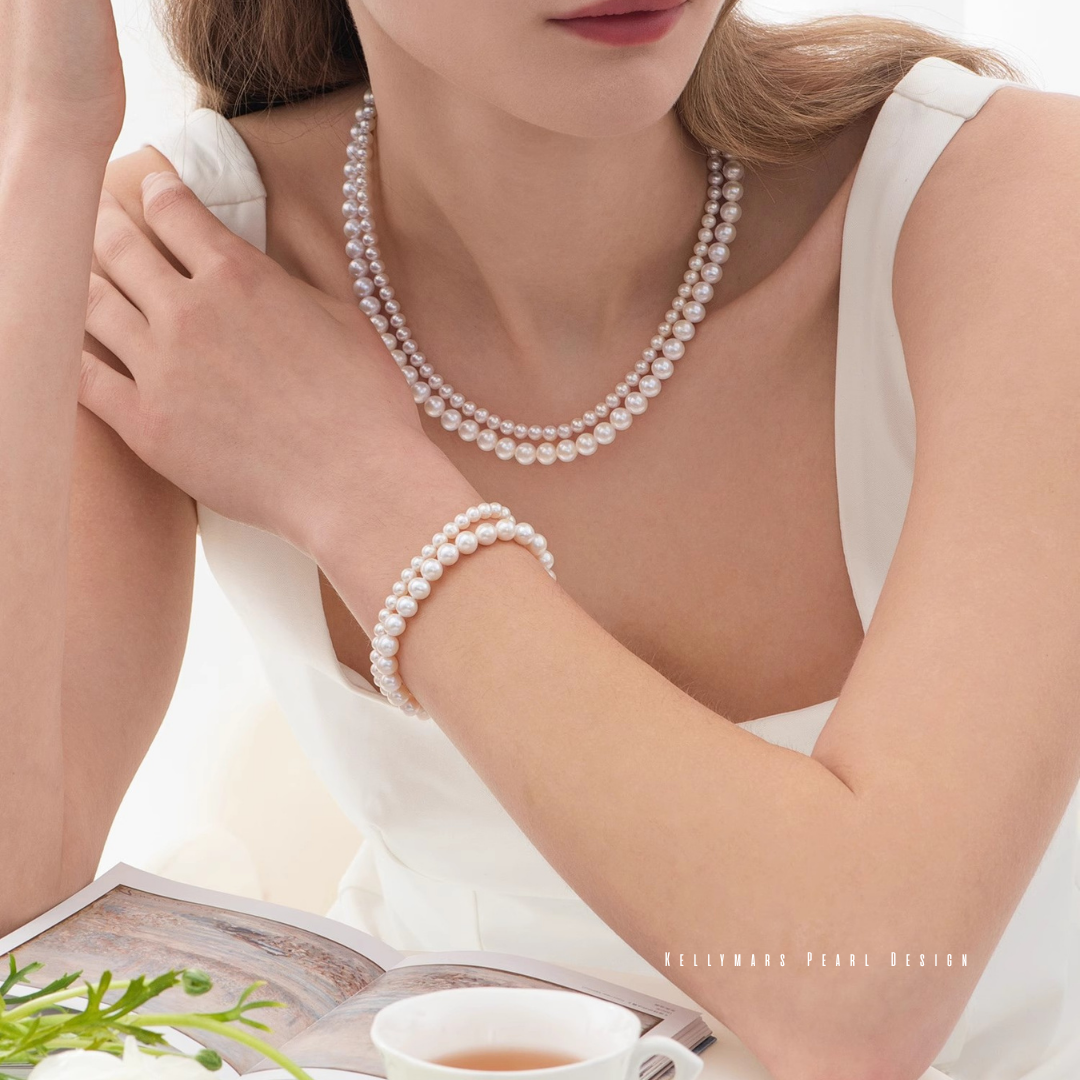 Lunea – 4–7.5mm Double Strand Natural Freshwater White Pearl Bracelet