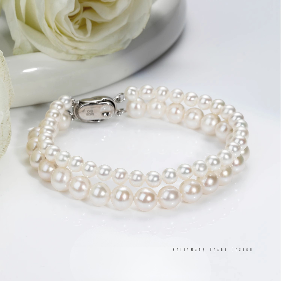 Lunea – 4–7.5mm Double Strand Natural Freshwater White Pearl Bracelet
