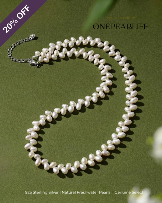 Lyrielle – AAA Quality 4–5mm Natural Freshwater Pearl Necklace | Offset Design | 925 Sterling Silver KELLYMARS