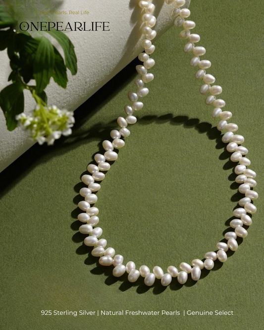 Lyrielle – AAA Quality 4–5mm Natural Freshwater Pearl Necklace | Offset Design | 925 Sterling Silver KELLYMARS