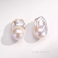 Amara – 14–16mm 18K Gold Plated Large Baroque Pearl Stud Earrings