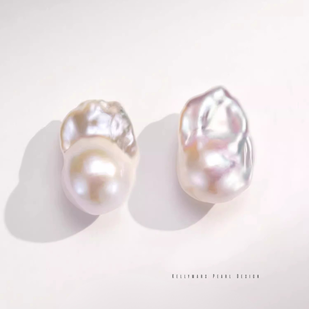 Amara – 14–16mm 18K Gold Plated Large Baroque Pearl Stud Earrings