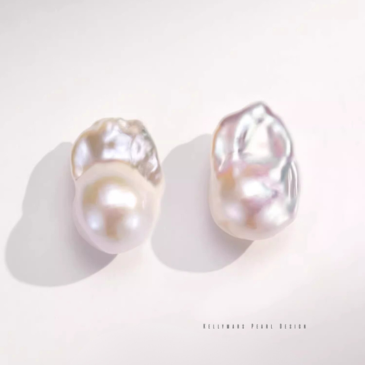 Amara – 14–16mm 18K Gold Plated Large Baroque Pearl Stud Earrings