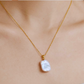 12mm-14mm 18K Solid Gold Minimalist Baroque Pearl Necklace Pendant - AAA Quality