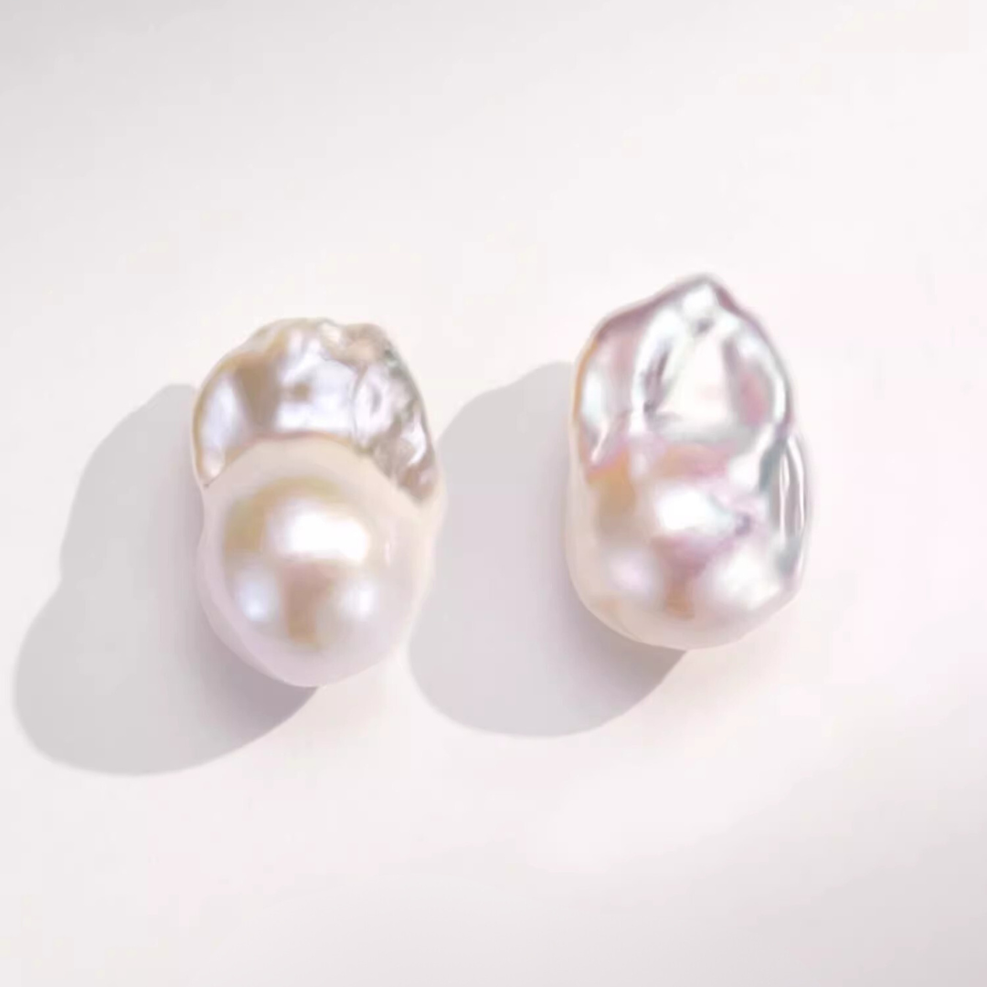 Minimalist Baroque Pearl Stud Earrings - AAA Quality